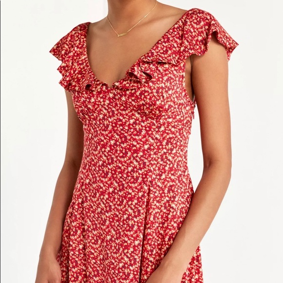 NWOT: Daisy May Red Floral Ruffle Dress - Picture 2 of 7